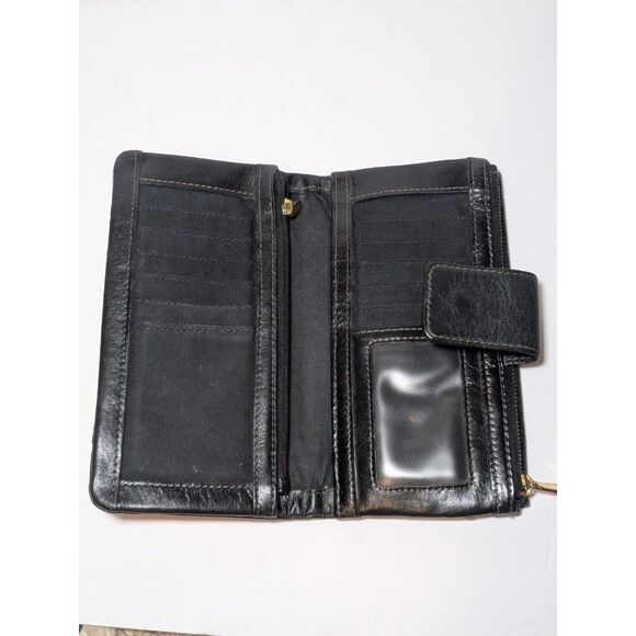 Fossil Ellis Black Buffalo Hide Leather Multifunctional Tri-Fold Wallet 7.5" - Picture 5 of 5